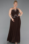 Robe de Soirée Grande Taille Longue Mousseline Brun ABU6189