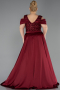 Robe de Soirée Grande Taille Longue Squameuse Rouge Bordeaux ABU6257
