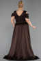 Robe de Soirée Grande Taille Longue Squameuse Brun ABU6257