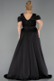 Robe de Soirée Grande Taille Longue Squameuse Noir ABU6257