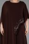 Robe De Soirée Grande Taille Longue Mousseline Brun ABU6179