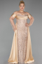 Robe De Soirée Grande Taille Perlé Longue Or ABU6093