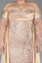 Robe De Soirée Grande Taille Perlé Longue Or ABU6093