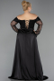 Robe De Soirée Grande Taille Longue Perlé Noir ABU6093