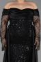Robe De Soirée Grande Taille Longue Perlé Noir ABU6093