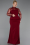 Robe de Soirée Grande Taille Longue Rouge Bordeaux ABU6195