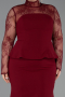 Robe de Soirée Grande Taille Longue Rouge Bordeaux ABU6195