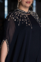 Robe De Soirée Grande Taille Longue Mousseline Bleu Marine ABU5845