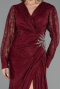 Robe de Soirée Grande Taille Longue Dantelle Rouge Bordeaux ABU6272