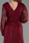 Robe de Soirée Grande Taille Longue Dantelle Rouge Bordeaux ABU6272
