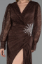 Robe de Soirée Grande Taille Longue Dantelle Brun ABU6272