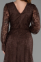 Robe de Soirée Grande Taille Longue Dantelle Brun ABU6272