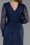 Robe de Soirée Grande Taille Longue Dantelle Bleu Marine ABU6272