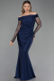 Robe de Soirée Longue Bleu Marine ABU6273