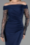 Robe de Soirée Longue Bleu Marine ABU6273