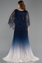 Robe De Soirée Grande Taille Mousseline Longue Bleu Marine ABU4633