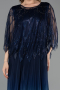 Robe De Soirée Grande Taille Mousseline Longue Bleu Marine ABU4633