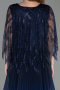 Robe De Soirée Grande Taille Mousseline Longue Bleu Marine ABU4633