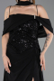 Robe de Soirée Grande Taille Longue Mousseline Noir ABU6274