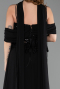 Robe de Soirée Grande Taille Longue Mousseline Noir ABU6274