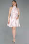 Robe de Cérémonie Courte Satin Poudre ABK2654