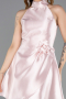 Robe de Cérémonie Courte Satin Poudre ABK2654