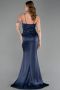 Robe de Soirée Longue Satin Bleu Marine ABU6275