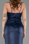 Robe de Soirée Longue Satin Bleu Marine ABU6275