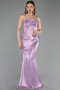 Robe de Soirée Longue Satin Lilas ABU6275