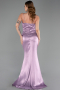 Robe de Soirée Longue Satin Lilas ABU6275