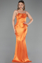 Robe de Soirée Longue Satin Orange ABU6275