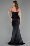 Robe de Soirée Longue Satin Noir ABU6275