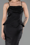 Robe de Soirée Longue Satin Noir ABU6275