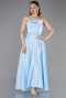 Robe de Soirée Midi Satin Bleu clair ABK2657