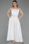 Robe de Soirée Midi Satin Blanc ABK2657