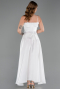 Robe de Soirée Midi Satin Blanc ABK2657