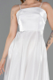 Robe de Soirée Midi Satin Blanc ABK2657