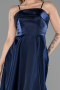 Robe de Soirée Midi Satin Bleu Marine ABK2657