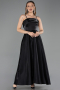 Robe de Soirée Midi Satin Noir ABK2657