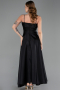 Robe de Soirée Midi Satin Noir ABK2657