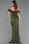 Robe de Soirée Longue Squameuse Kaki ABU6254