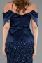 Robe de Soirée Longue Squameuse Bleu Marine ABU6254