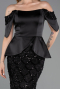 Robe de Soirée Longue Squameuse Noir ABU6254