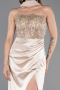 Robe de Soirée Longue Satin Or ABU6276