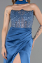 Robe de Soirée Longue Satin Indigo ABU6276