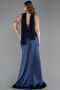 Robe de Soirée Longue Satin Bleu Marine ABU6276