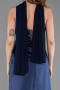 Robe de Soirée Longue Satin Bleu Marine ABU6276