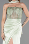Robe de Soirée Longue Satin Menthe ABU6276
