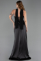 Robe de Soirée Longue Satin Noir ABU6276