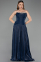 Robe de Soirée Longue Mousseline Bleu Marine ABU6277